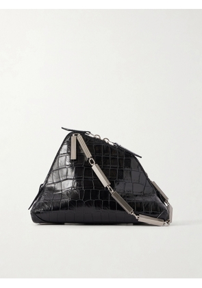 The Attico - La Scala Asymmetric Croc-effect Leather Clutch - Black - One size