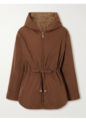 Max Mara - Hooded Belted Shell Jacket - Brown - UK 6,UK 8,UK 10,UK 12