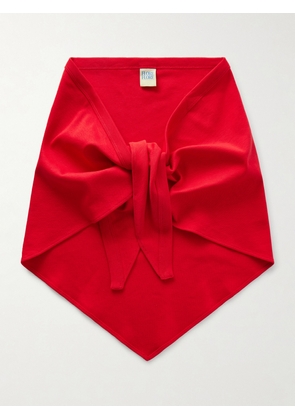 FLORE FLORE - Frayed Organic Cotton Scarf - Red - One size