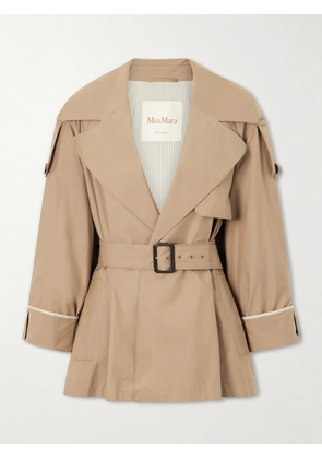 Max Mara - Cropped Belted Cotton-blend Trench Coat - Brown - UK 4,UK 6,UK 8,UK 10,UK 12,UK 14,UK 16,UK 18