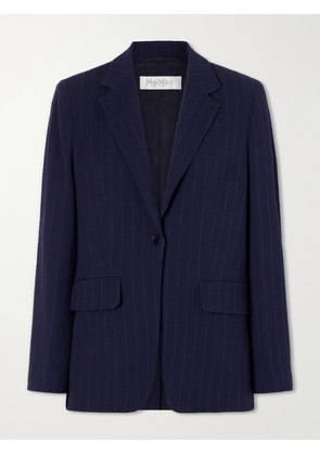 Max Mara - Pinstriped Wool-blend Seersucker Blazer - Blue - UK 2,UK 4,UK 6,UK 8,UK 10,UK 12,UK 14,UK 16,UK 18