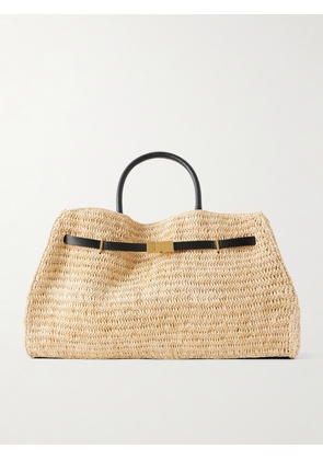 DeMellier - Hudson Leather-trimmed Raffia Tote - Neutrals - One size