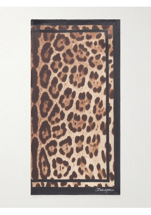 Dolce & Gabbana - Leopard-print Silk-twill Scarf - Animal Print - One size