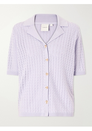 Varley - Madeleine Pointelle-knit Cotton T-shirt - Purple - xx small,x small,small,medium,large,x large