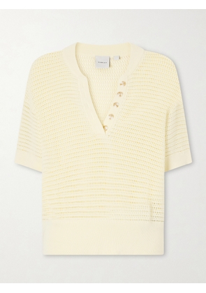 Varley - Callie Open-knit Cotton Top - Yellow - xx small,x small,small,medium,large,x large
