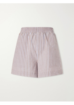 Varley - Darina Striped Seersucker Cotton-blend Shorts - Blue - xx small,x small,small,medium,large,x large