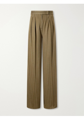 Max Mara - Striped Pleated Jersey Wide-leg Pants - Green - UK 2,UK 4,UK 6,UK 8,UK 10,UK 12,UK 14,UK 16,UK 18