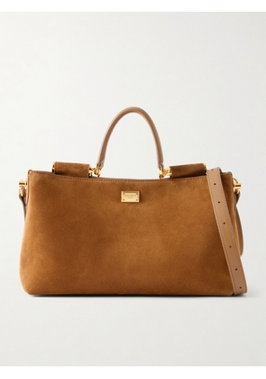 Dolce & Gabbana - Vittoria Leather-trimmed Suede Tote - Brown - One size