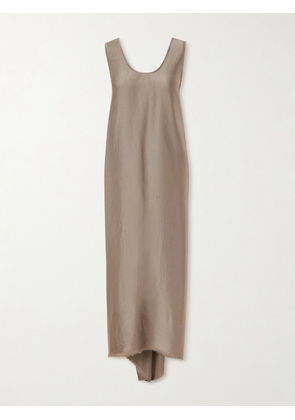 FFORME - Signy Gathered Frayed Satin Midi Dress - Gray - IT38,IT40,IT42,IT44,IT46