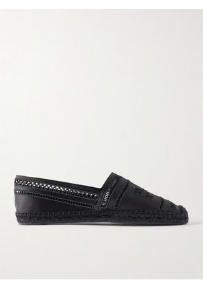 Tory Burch - Open Weave Embroidered Satin Espadrilles - Black - US5,US6,US6.5,US7,US7.5,US8,US8.5,US9,US9.5,US10,US10.5,US11