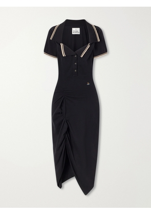 Vivienne Westwood - Long Monday Pulling Ruched Cotton-piquet Midi Dress - Black - XS,S,M,L,XL