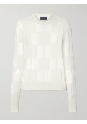 Haikure - Paul Checked Mesh-trimmed Knitted Sweater - White - x small,small,medium,large,x large