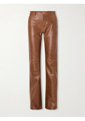 Haikure - Flora Paneled Leather Straight-leg Pants - Brown - 23,24,25,26,27,28,29,30