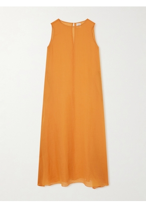 LESET - Niko Ramie-gauze Maxi Dress - Orange - x small,small,medium,large,x large