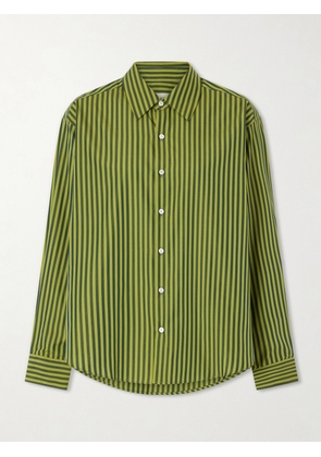 Comme Si - La Classica Striped Cotton-poplin Shirt - Green - x small,small,medium,large,x large