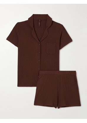 SKIMS - Soft Lounge Ribbed Modal-blend Pajama Set - Brown - XXS,XS,S,M,L,XL,2XL,4XL,XXXXS,XXXS