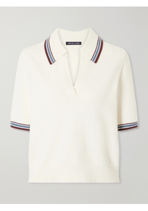Veronica Beard - Quinelle Striped Cotton-blend Polo Shirt - Neutrals - x small,small,medium,large,x large