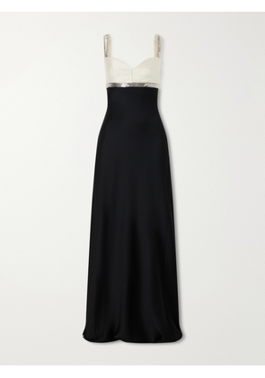 Jenny Packham - Shania Sequin-embellished Satin Gown - Black - UK 6,UK 8,UK 10,UK 12