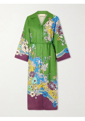 ALÉMAIS - Nanci Belted Floral-print Linen Midi Dress - Multi - UK 6,UK 8,UK 10,UK 12,UK 14