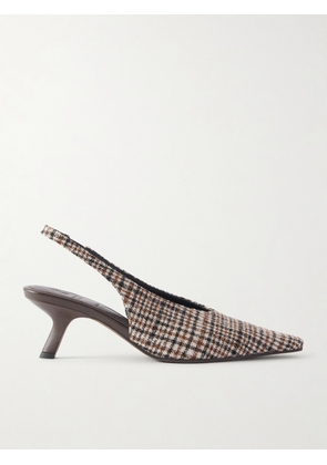 Brunello Cucinelli - Checked Wool Slingback Pumps - Brown - IT36,IT36.5,IT37,IT37.5,IT38,IT38.5,IT39,IT39.5,IT40,IT40.5,IT41