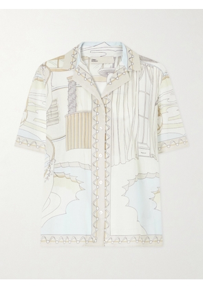 Tory Burch - Printed Cotton-voile Shirt - Neutrals - x small,small,medium,large,x large