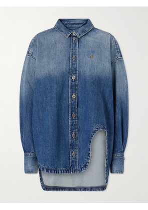 The Attico - Logo-embroidered Washed Denim Jacket - Blue - IT36,IT38,IT40,IT42,IT44,IT46,IT48