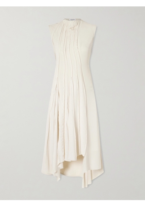 Victoria Beckham - Pleated Cady Midi Dress - Neutrals - UK 4,UK 6,UK 8,UK 10,UK 12,UK 14