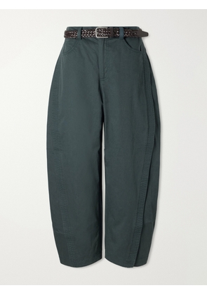 Sea - Odessa Belted Cotton Wide-leg Pants - Green - US0,US2,US4,US6,US8,US10,US12
