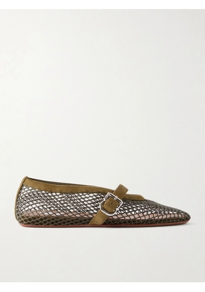 Alaïa - Suede-trimmed Mesh Ballet Flats - Green - IT35,IT36,IT36.5,IT37,IT37.5,IT38,IT38.5,IT39,IT39.5,IT40,IT40.5,IT41,IT41.5,IT42