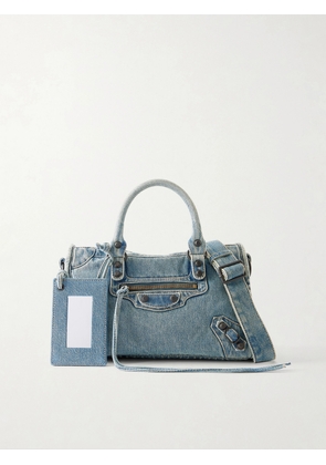 Balenciaga - Le City Small Embellished Denim Shoulder Bag - Blue - One size