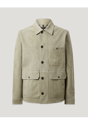 Belstaff Men's Trail Jacket Goatskin Suede Dusty Taupe Size 2xl