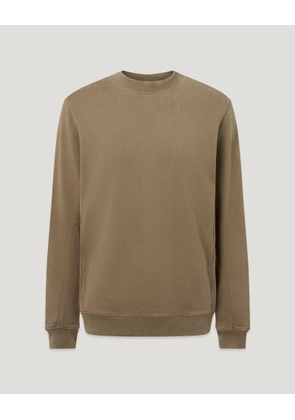 Belstaff Men's Valley Garment Dye Sweat Cotton Khaki Green Size 2xl