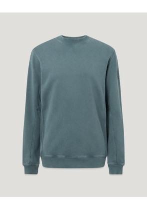 Belstaff Men's Valley Garment Dye Sweat Cotton Petrol Size 2xl
