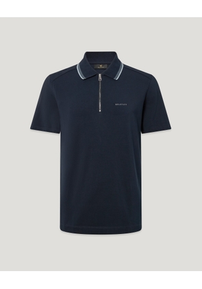 Belstaff Men's Alloy Tipped Polo Stretch Cotton Dark Ink Size 2xl