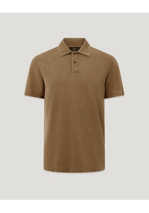 Belstaff Men's Valley Garment Dye Polo Cotton. Cotton Khaki Green Size 2xl