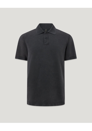 Belstaff Men's Valley Garment Dye Polo Cotton. Cotton Washed Black Size 2xl