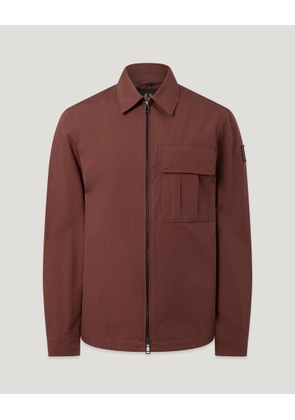 Belstaff Men's Cargo Overshirt Compact Technical Cotton Oxblood Size 2xl