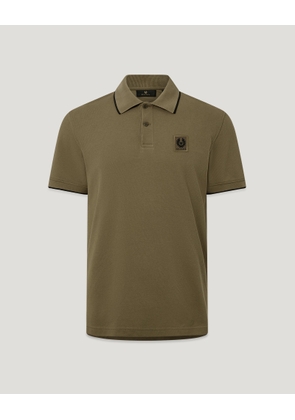 Belstaff Men's Tipped Polo Cotton Pique Khaki Green Size 2xl