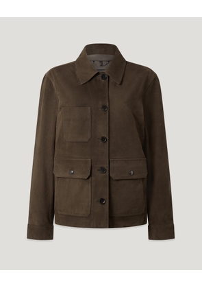 Belstaff Women's Trail Jacket Lightweight Suede Bark Size L