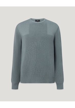 Belstaff Men's Commander Crewneck Jumper Organic Cotton Atlantic Grey Size 2xl