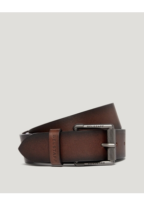 Belstaff Unisex Roller Buckle Belt Calf Leather Aged Brown Size L