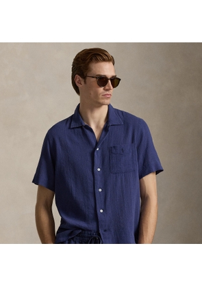 Classic Fit Basket-Weave Camp Shirt