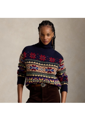 Geo-Motif Wool-Cashmere-Blend Rollneck