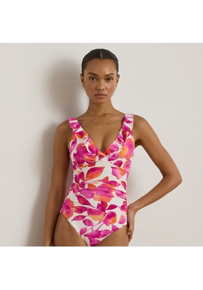 Ruffle-Trim Surplice One-Piece