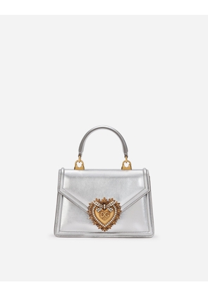 Dolce & Gabbana Small Devotion Bag In Mordore Nappa Leather - Woman Handbags Silver Leather Onesize