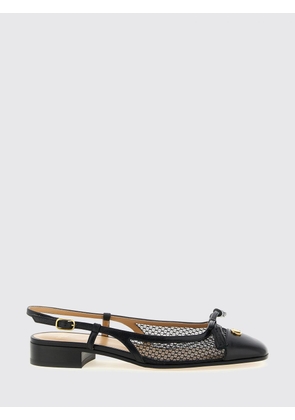 VALENTINO GARAVANI Valet Du Roi Leather and Mesh Nylon Ballerinas