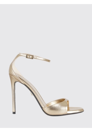 Alevì Milano Laminated Leather Sandals with Stiletto Heel and Ankle Strap