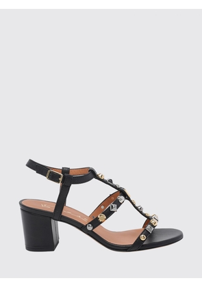 VIA ROMA 15 Studded Leather T-Strap Sandals with Mid-Block Heel