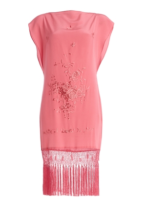Conner Ives Exclusive Piano Shawl Embroidered Silk Mini Shift Dress - Moda Operandi