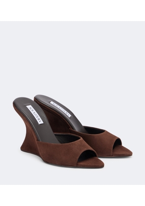 Aquazzura Bisous Wedge suede mules